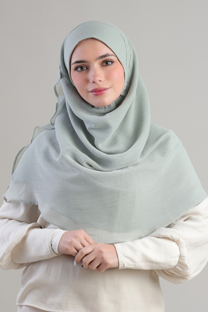 Soft Sage - Plain Crinkled Chiffon