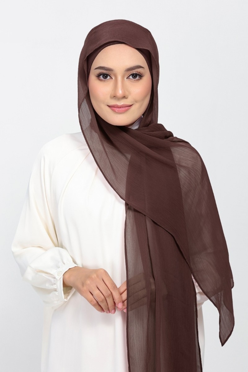 Chocolate - Plain Crinkled Chiffon