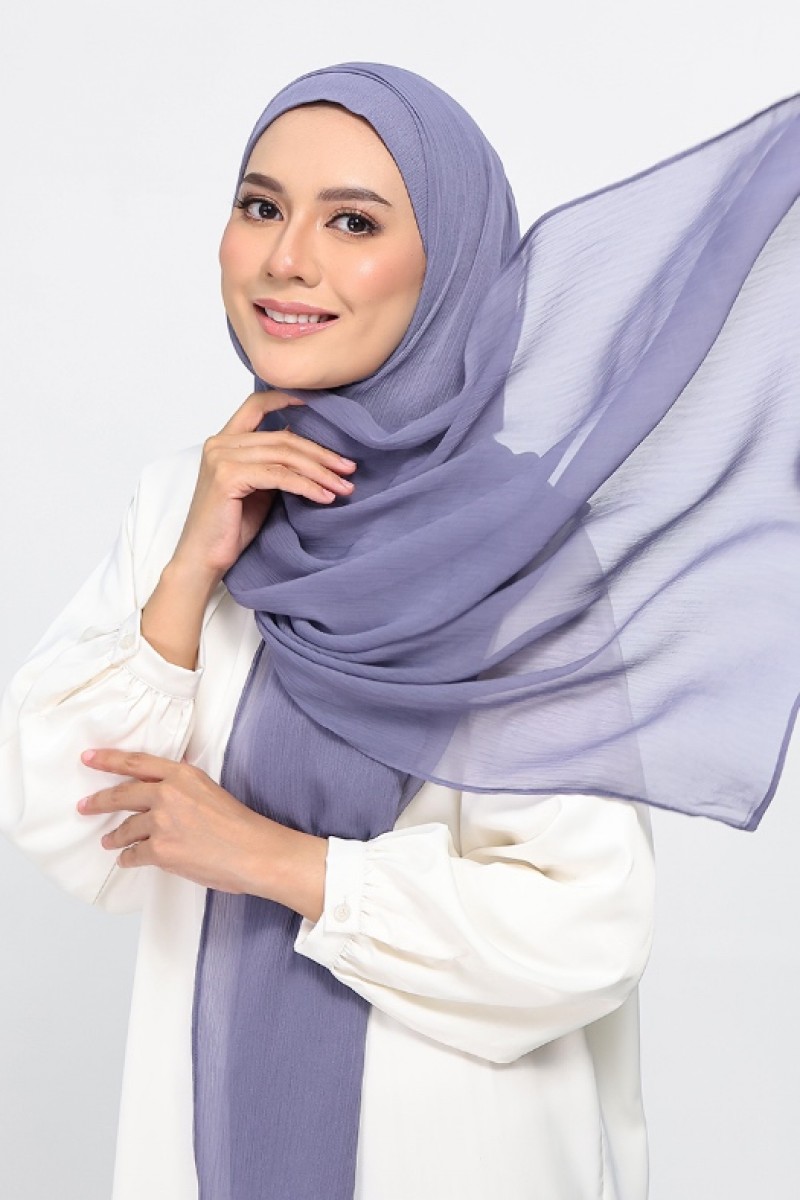 Crown Blue - Plain Crinkled Chiffon