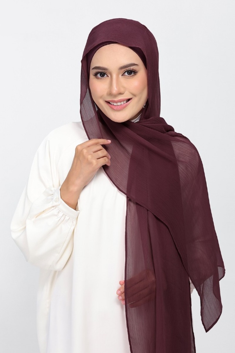 Fig - Plain Crinkled Chiffon