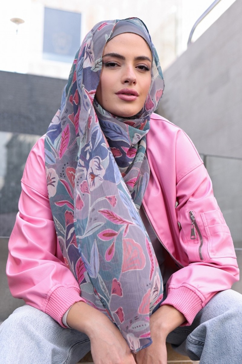 Deco Flower - Printed Crinkled Chiffon