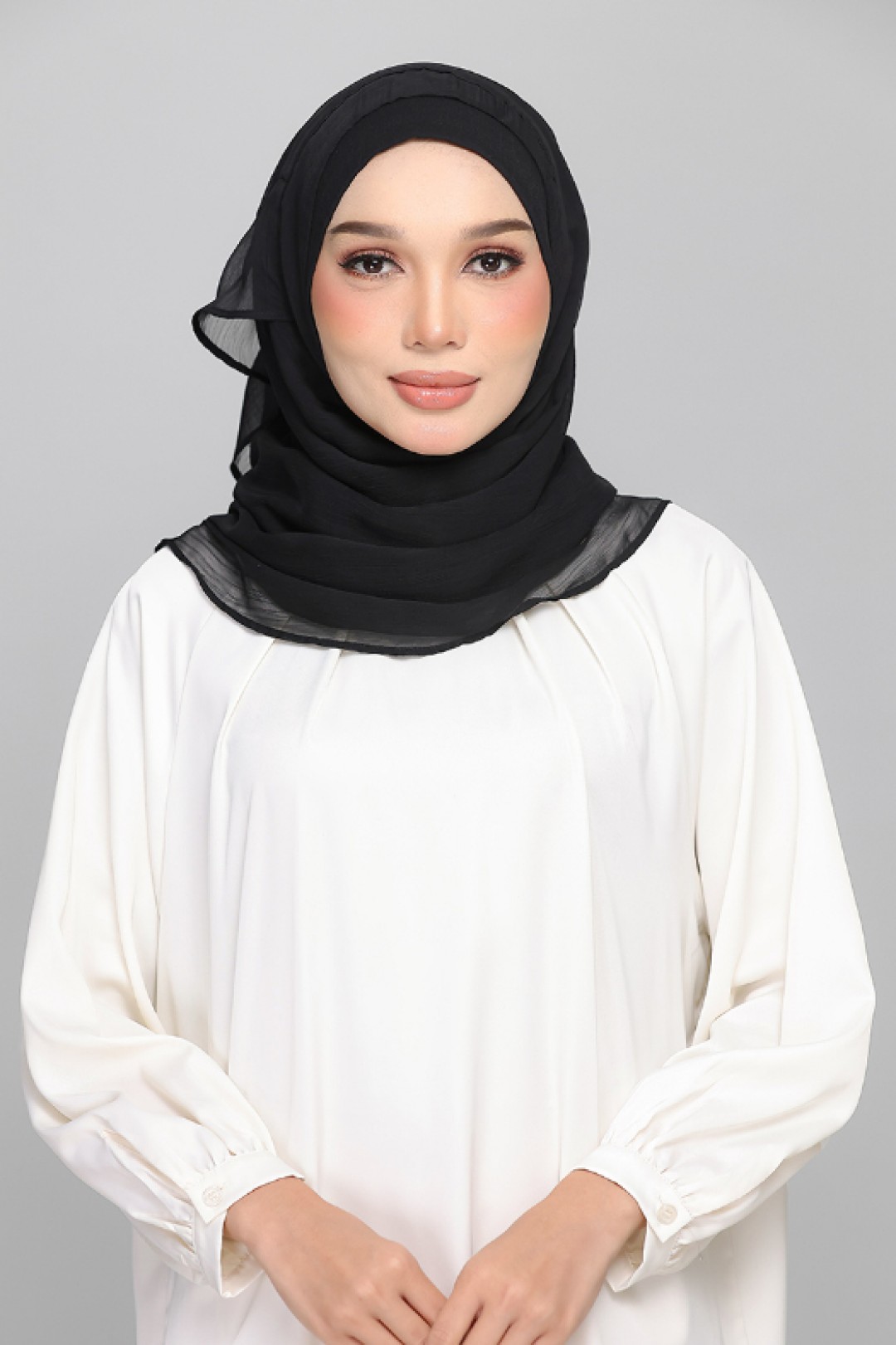 Jet Black - BASICS Plain Lite Chiffon