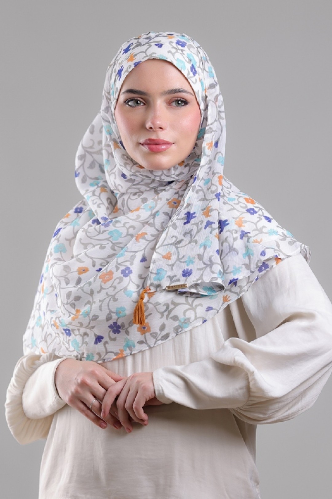 Miniflora Cream  -  Printed Plus Crinkled Chiffon