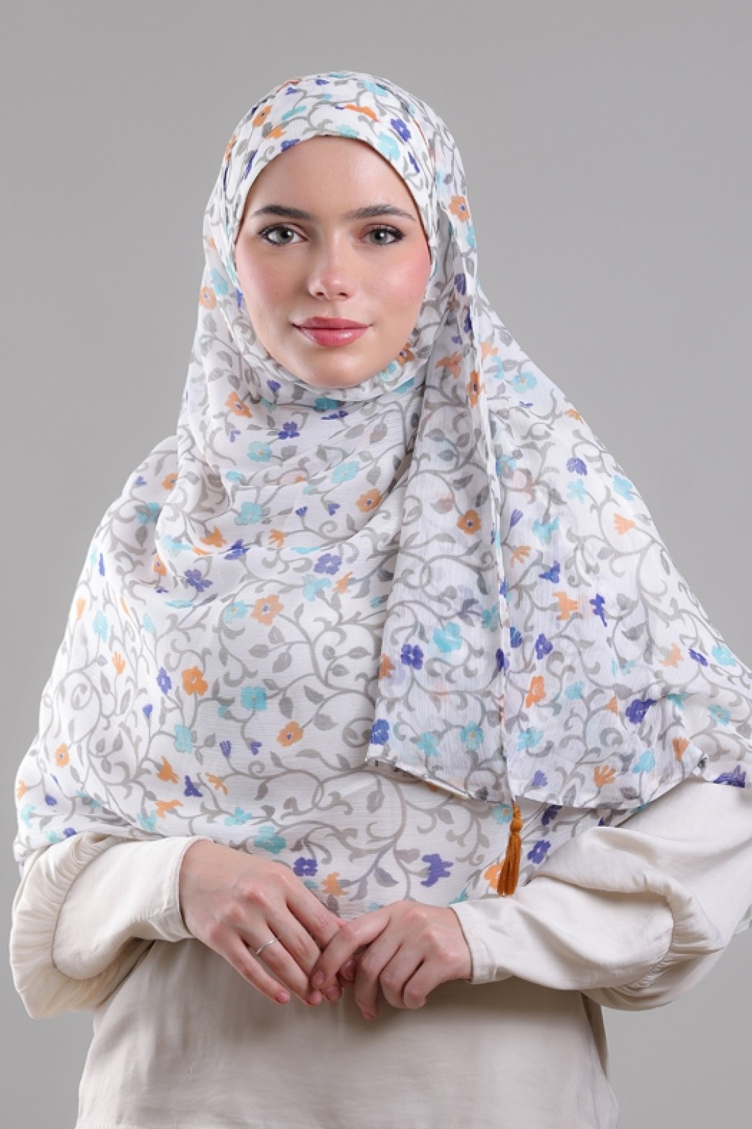 Miniflora Cream  -  Printed Plus Crinkled Chiffon
