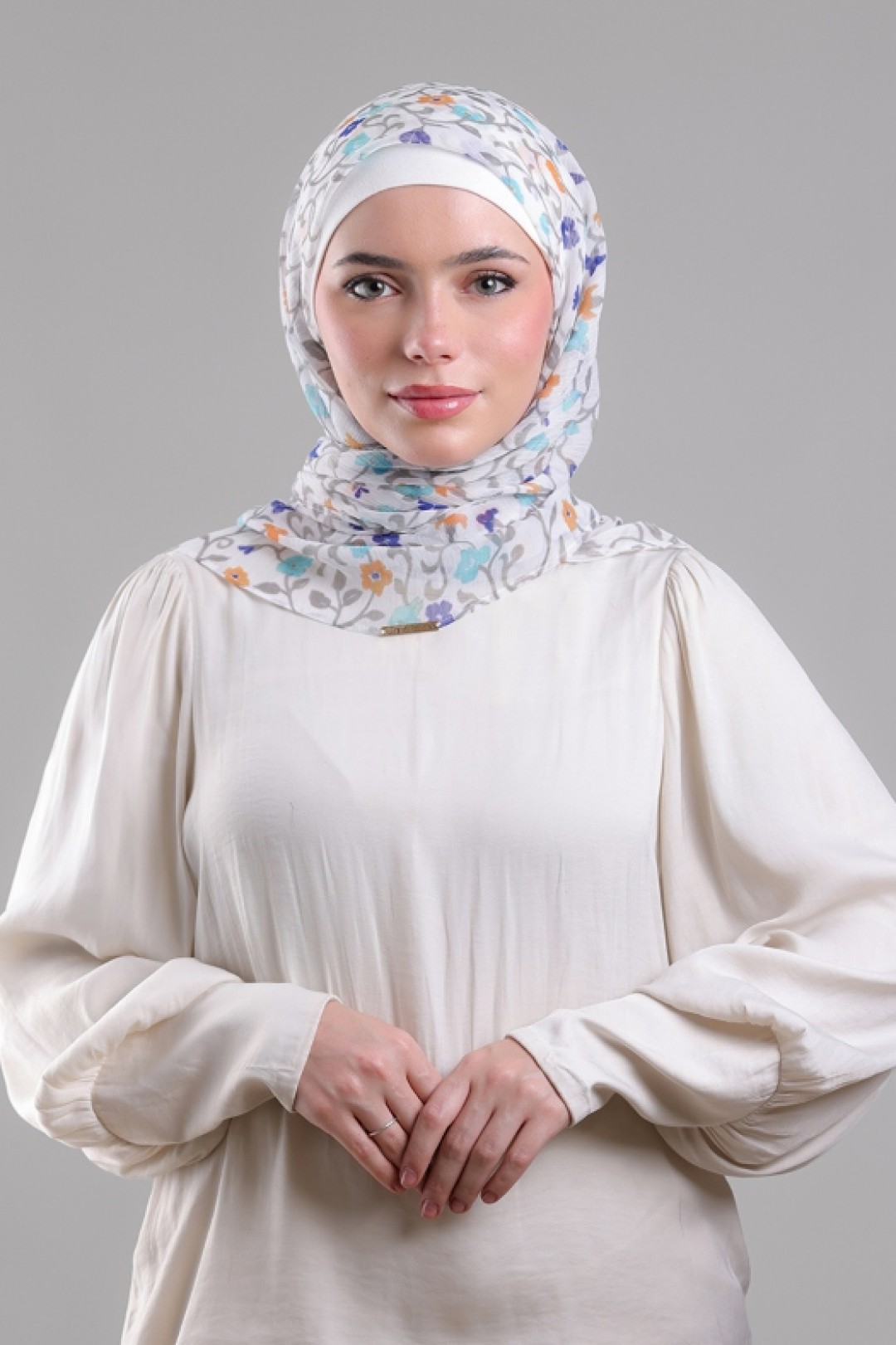 Miniflora Cream  -  Printed Plus Crinkled Chiffon
