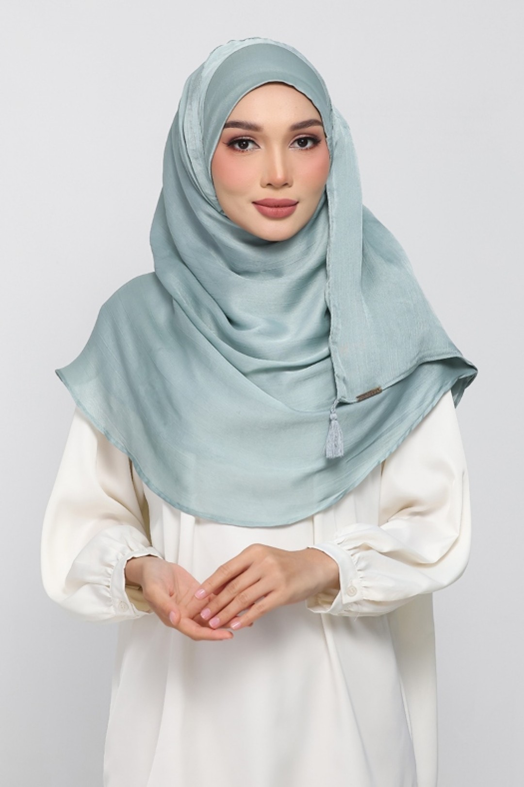 Pale Sage - Plain Crinkled Satin