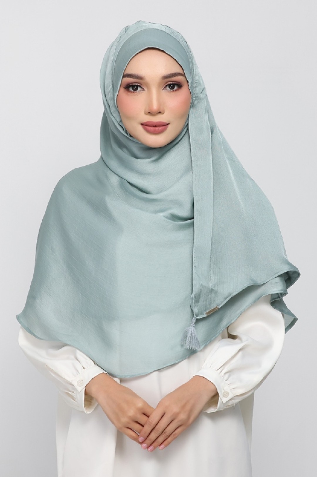 Pale Sage - Plain Crinkled Satin