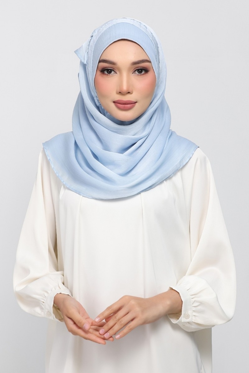 Pastel Blue - Plain Crinkled Satin