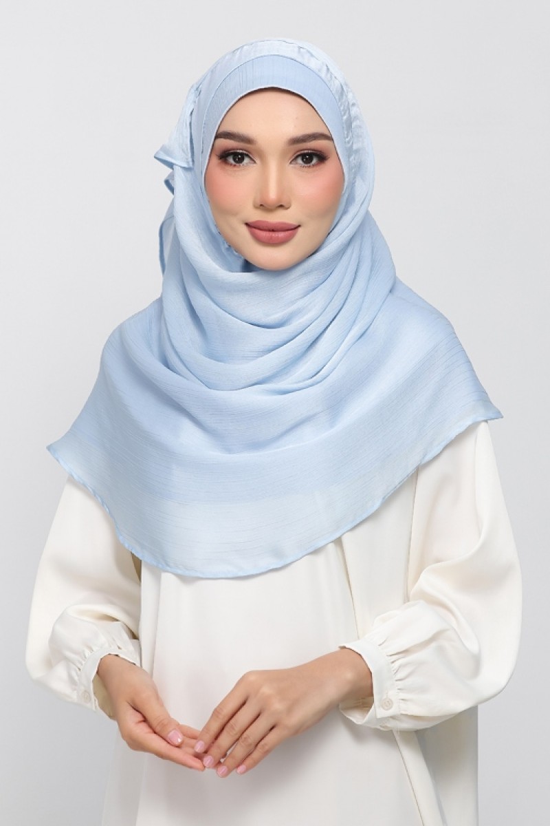 Pastel Blue - Plain Crinkled Satin