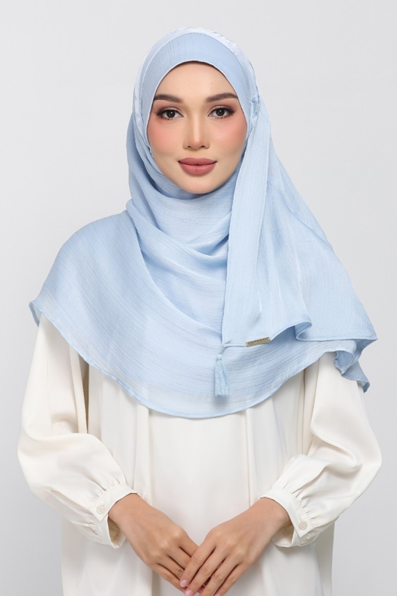 Pastel Blue - Plain Crinkled Satin