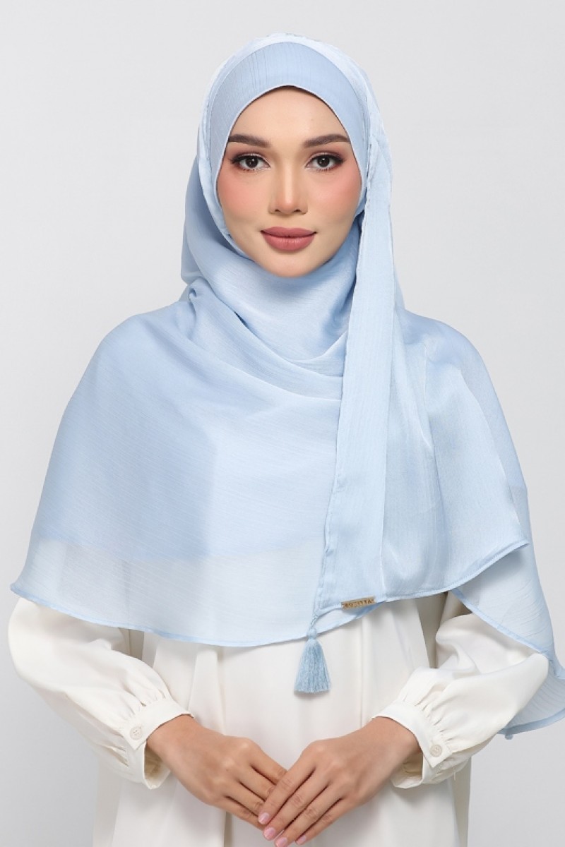 Pastel Blue - Plain Crinkled Satin