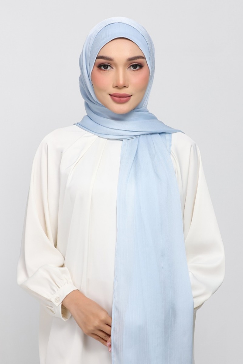 Pastel Blue - Plain Crinkled Satin