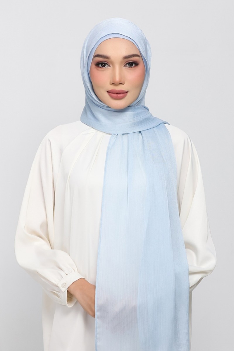 Pastel Blue - Plain Crinkled Satin