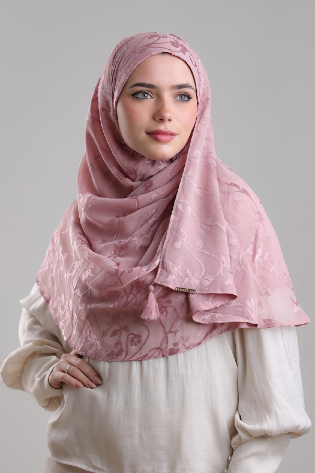 Sheikh Zayed Pale Mauve - Premium Plain Brasso Georgette