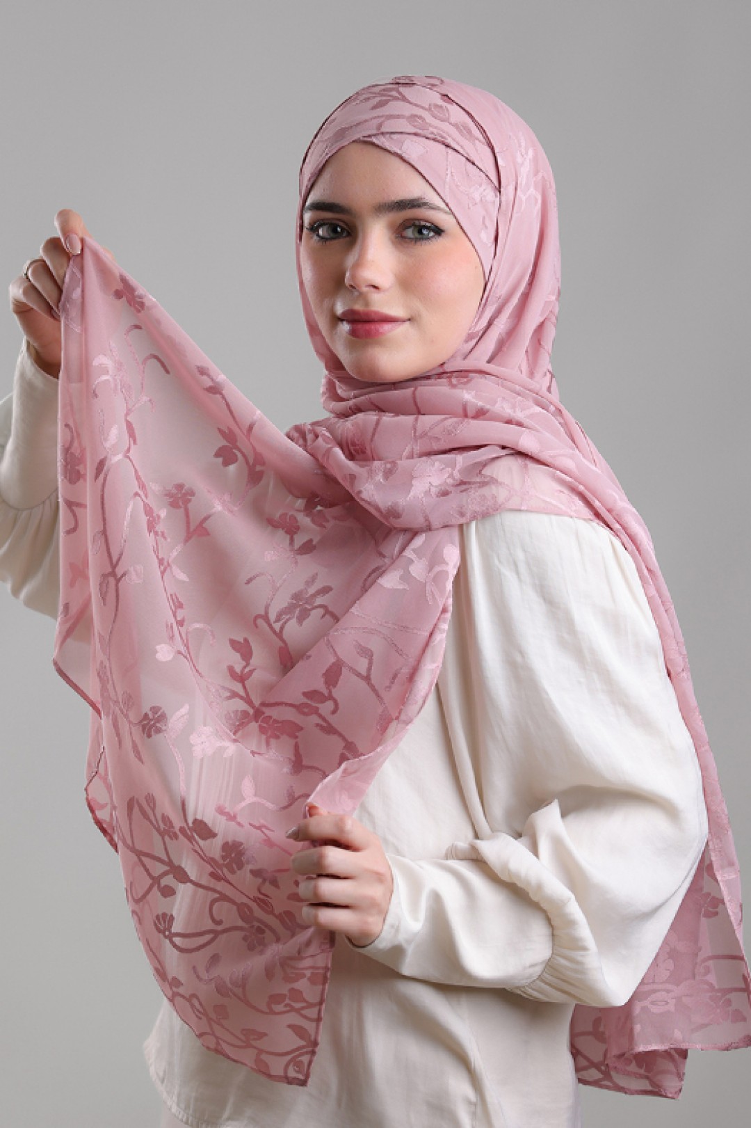 Sheikh Zayed Pale Mauve - Premium Plain Brasso Georgette