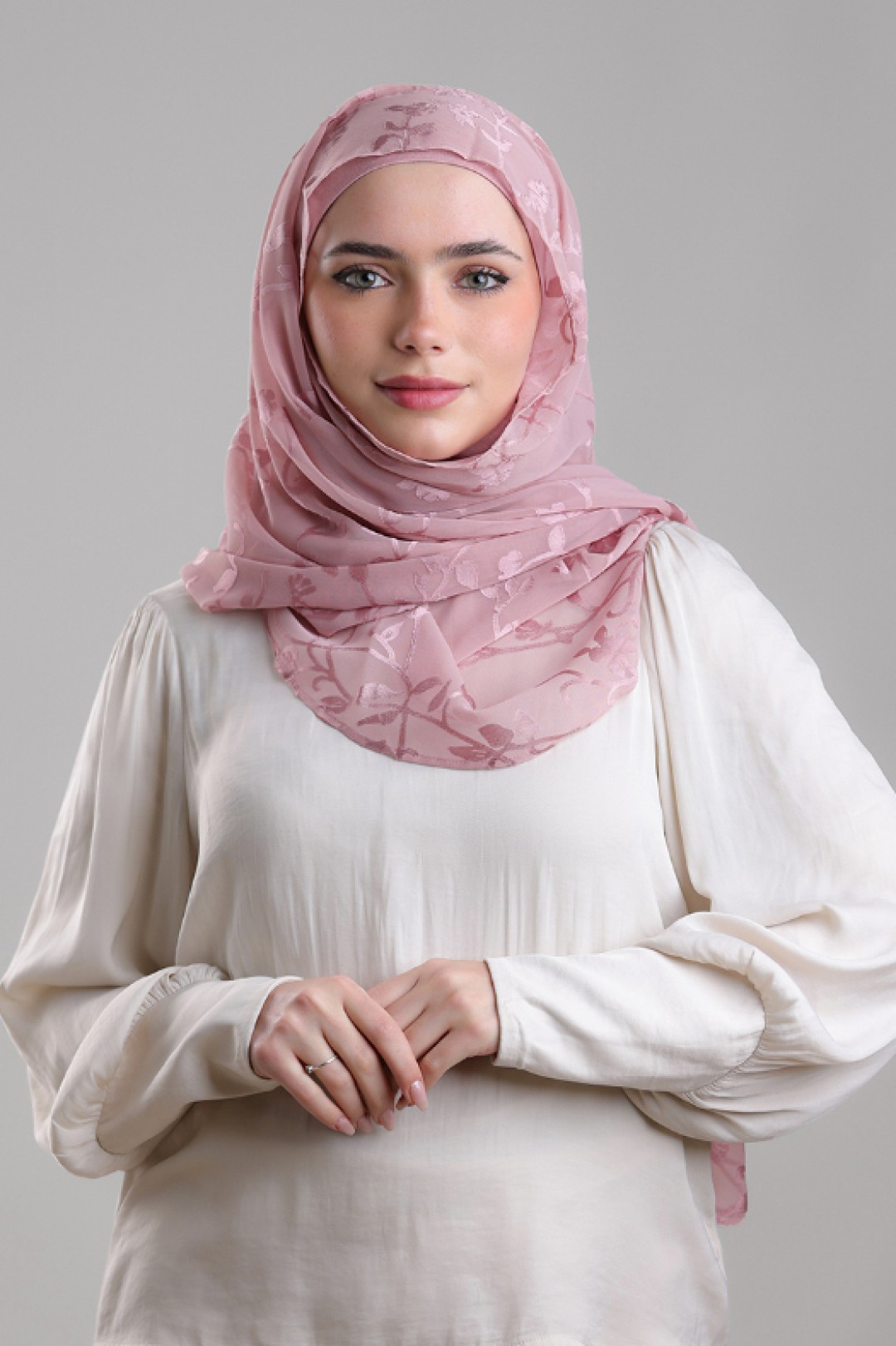 Sheikh Zayed Pale Mauve - Premium Plain Brasso Georgette