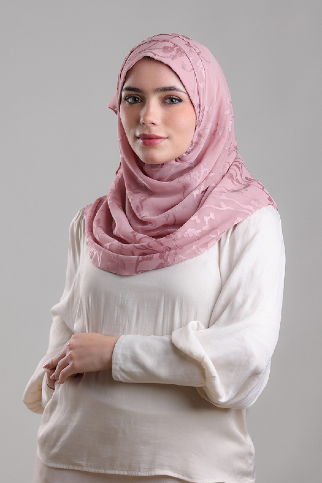 Sheikh Zayed Pale Mauve - Premium Plain Brasso Georgette