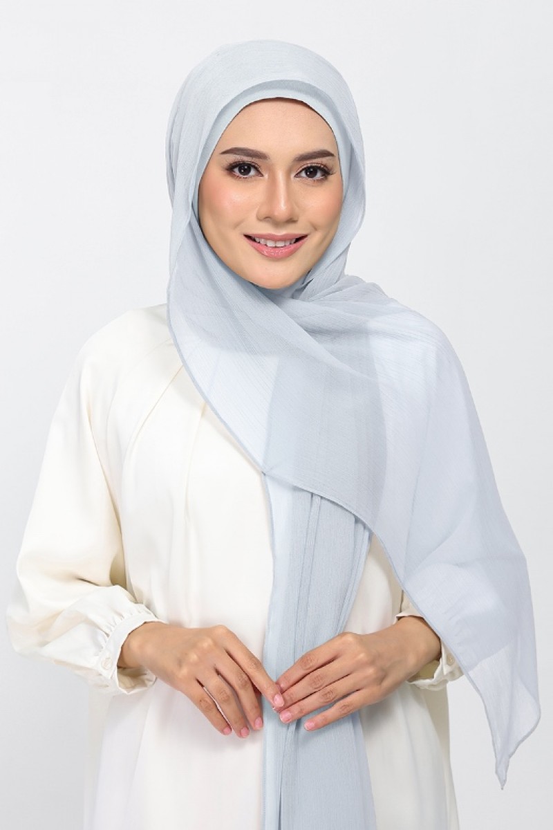 Silver - Plain Crinkled Chiffon
