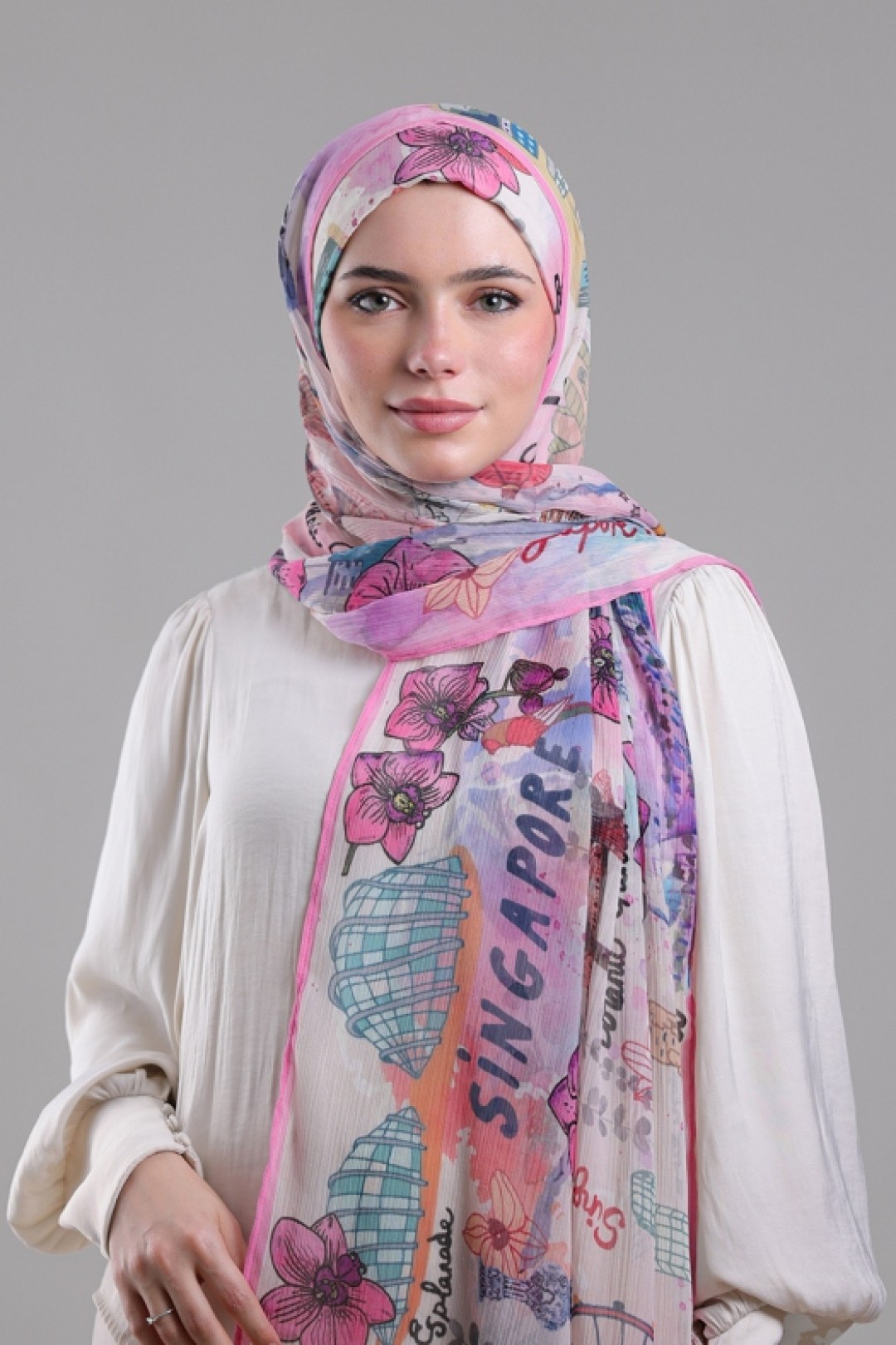 Singapore - Printed Crinkled Chiffon