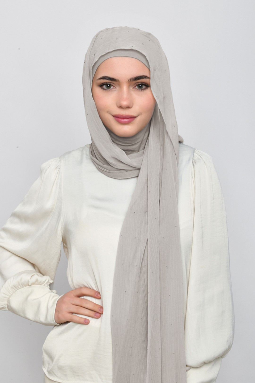 White Sand - Plain Crinkled Chiffon Crystals