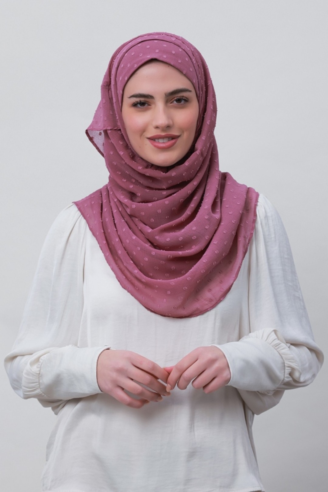 Wistful Mauve - Plain Mosaic Butti Chiffon