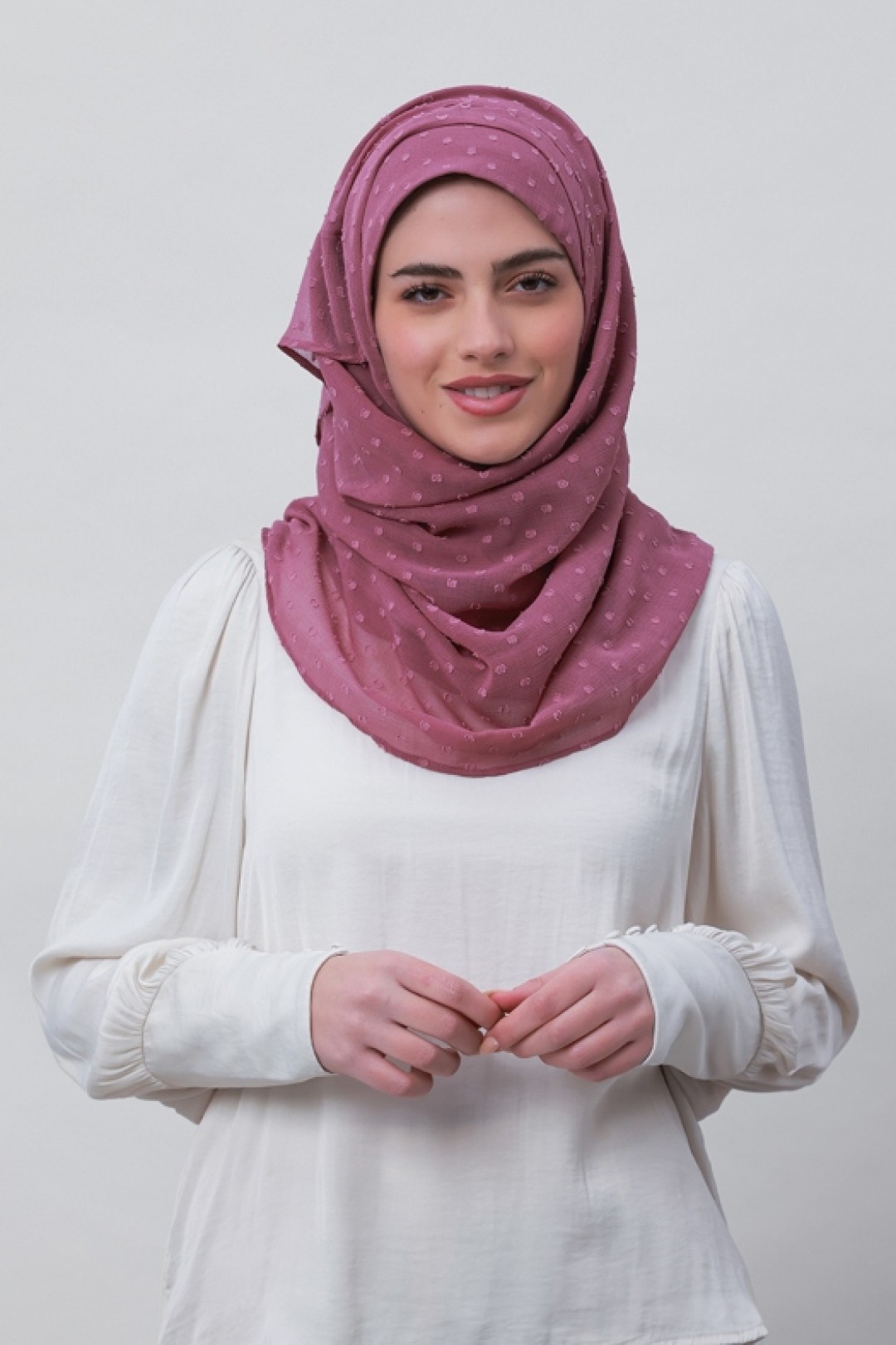 Wistful Mauve - Plain Mosaic Butti Chiffon
