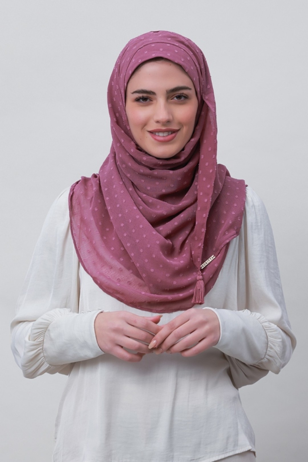 Wistful Mauve - Plain Mosaic Butti Chiffon
