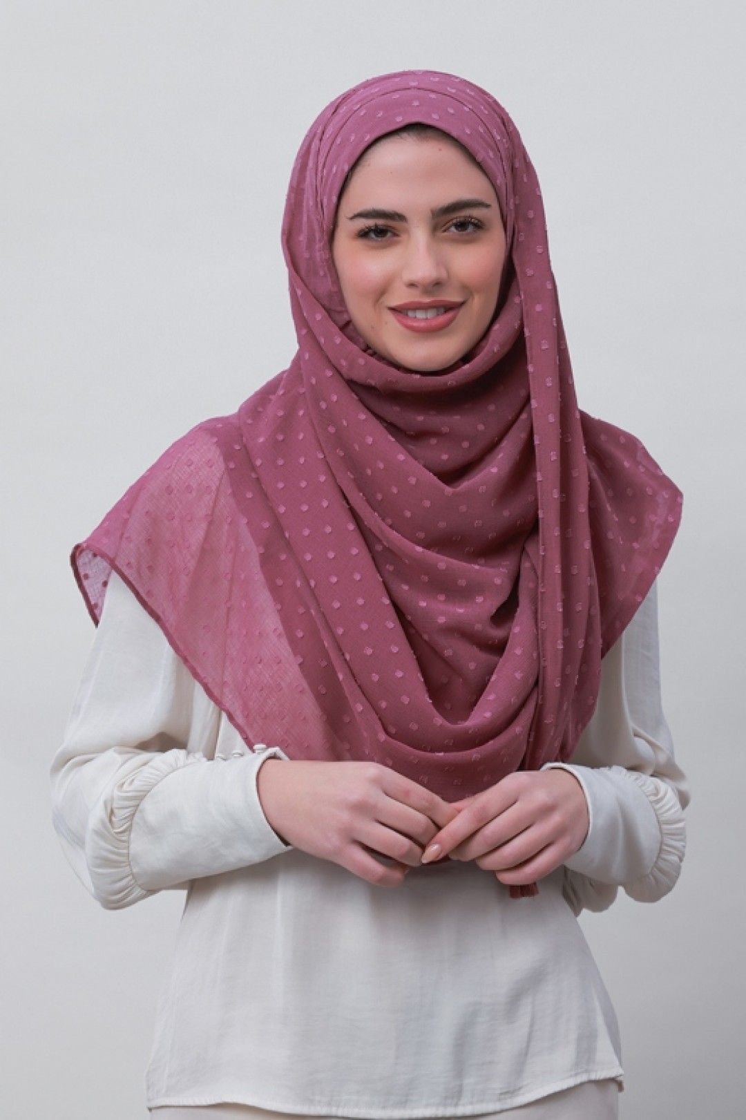 Wistful Mauve - Plain Mosaic Butti Chiffon