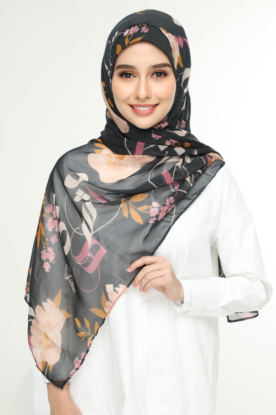 Jameela Gray - Printed Smooth Chiffon