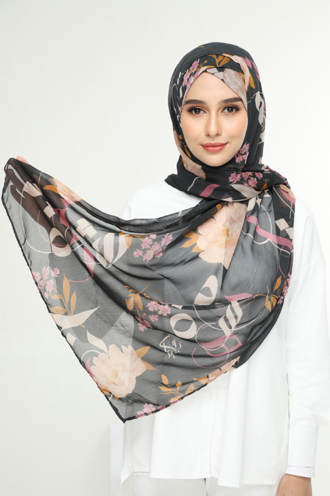 Jameela Gray - Printed Smooth Chiffon