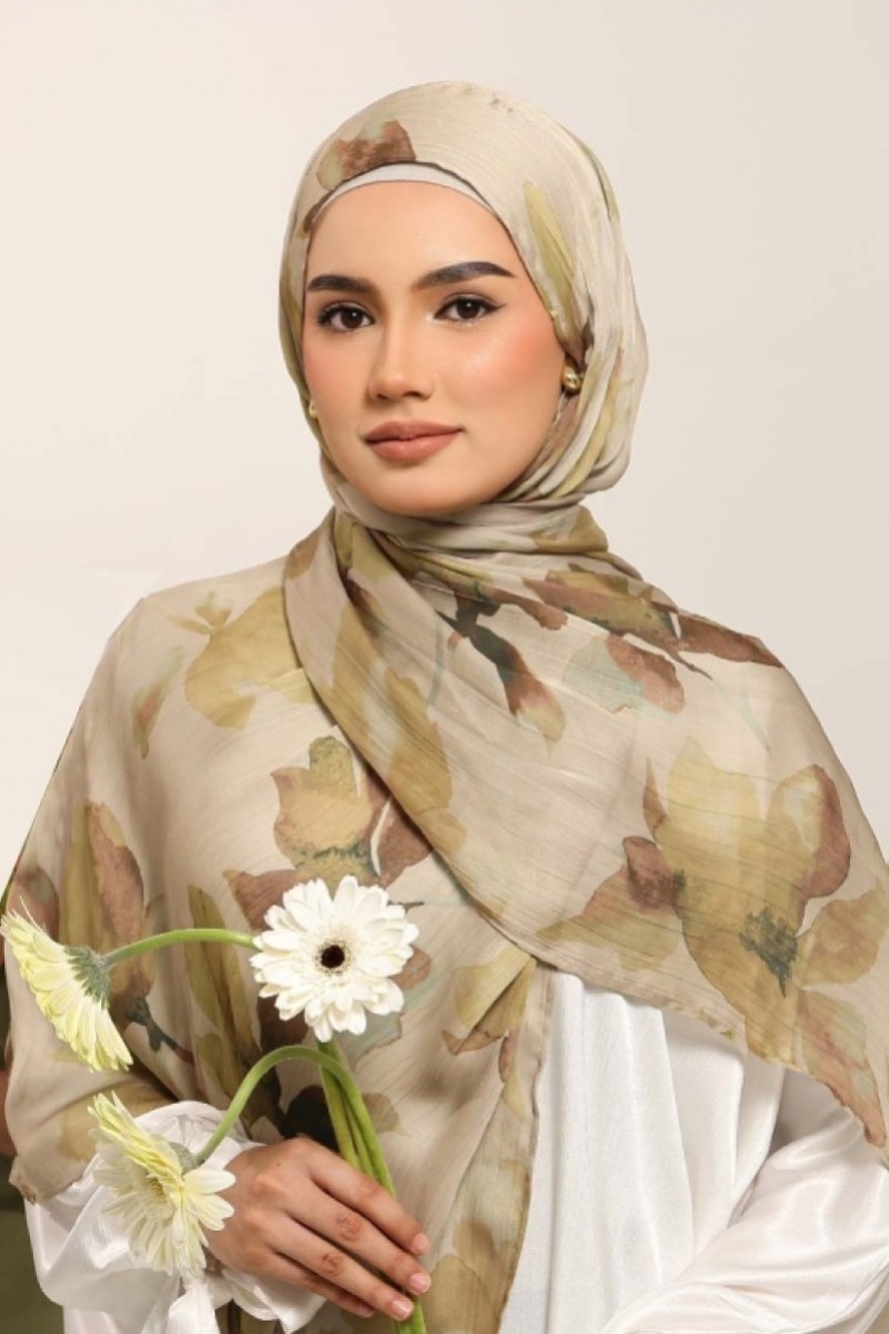 Rayhan - Printed Crinkled Satin Chiffon