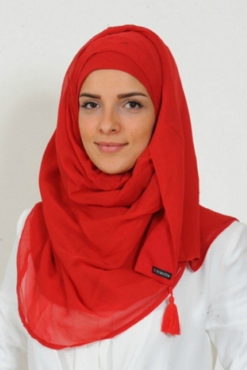 Red - Plain Chiffon - Chic Maxi