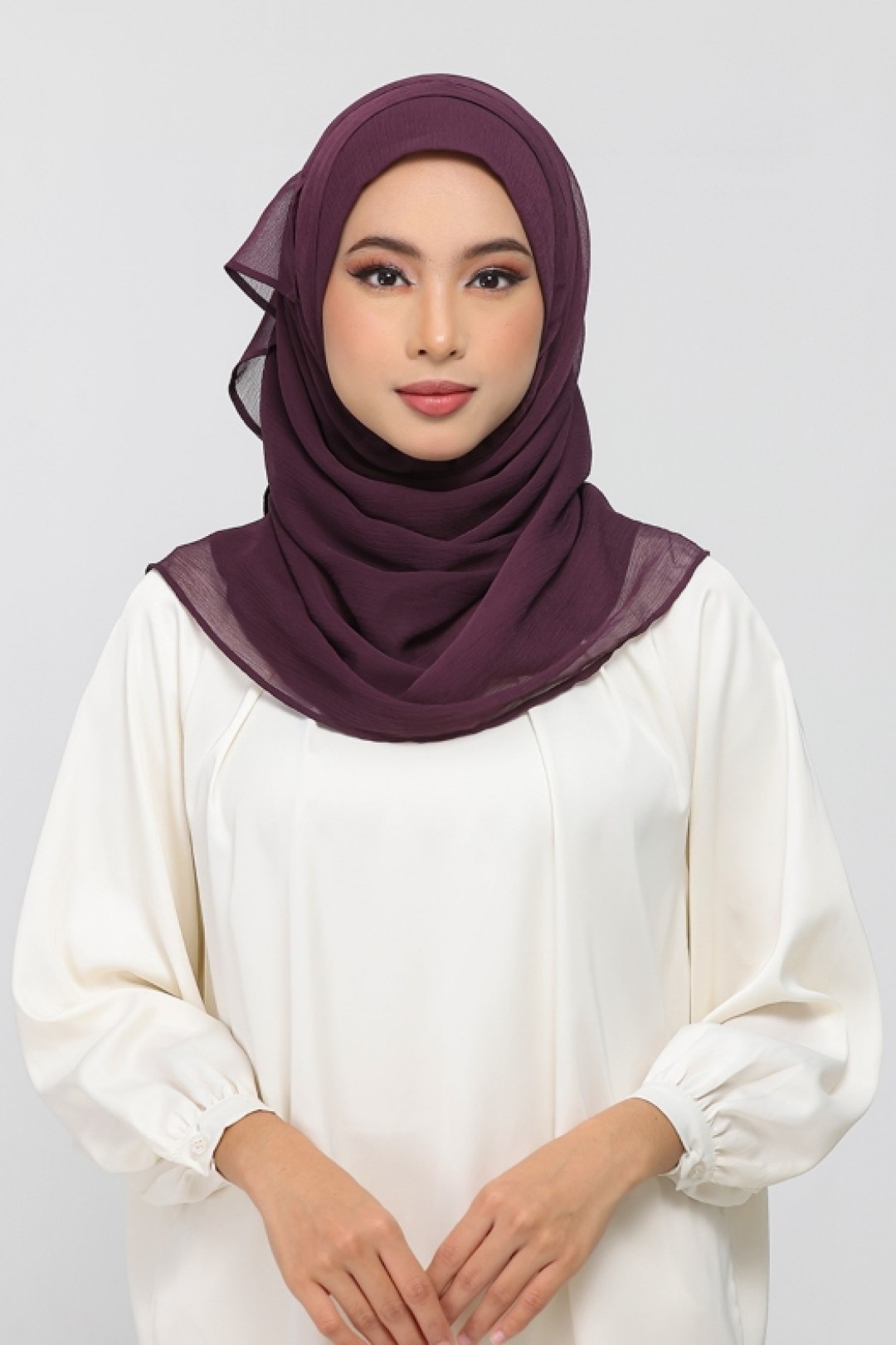 Aubergine - Plain Crinkled Chiffon