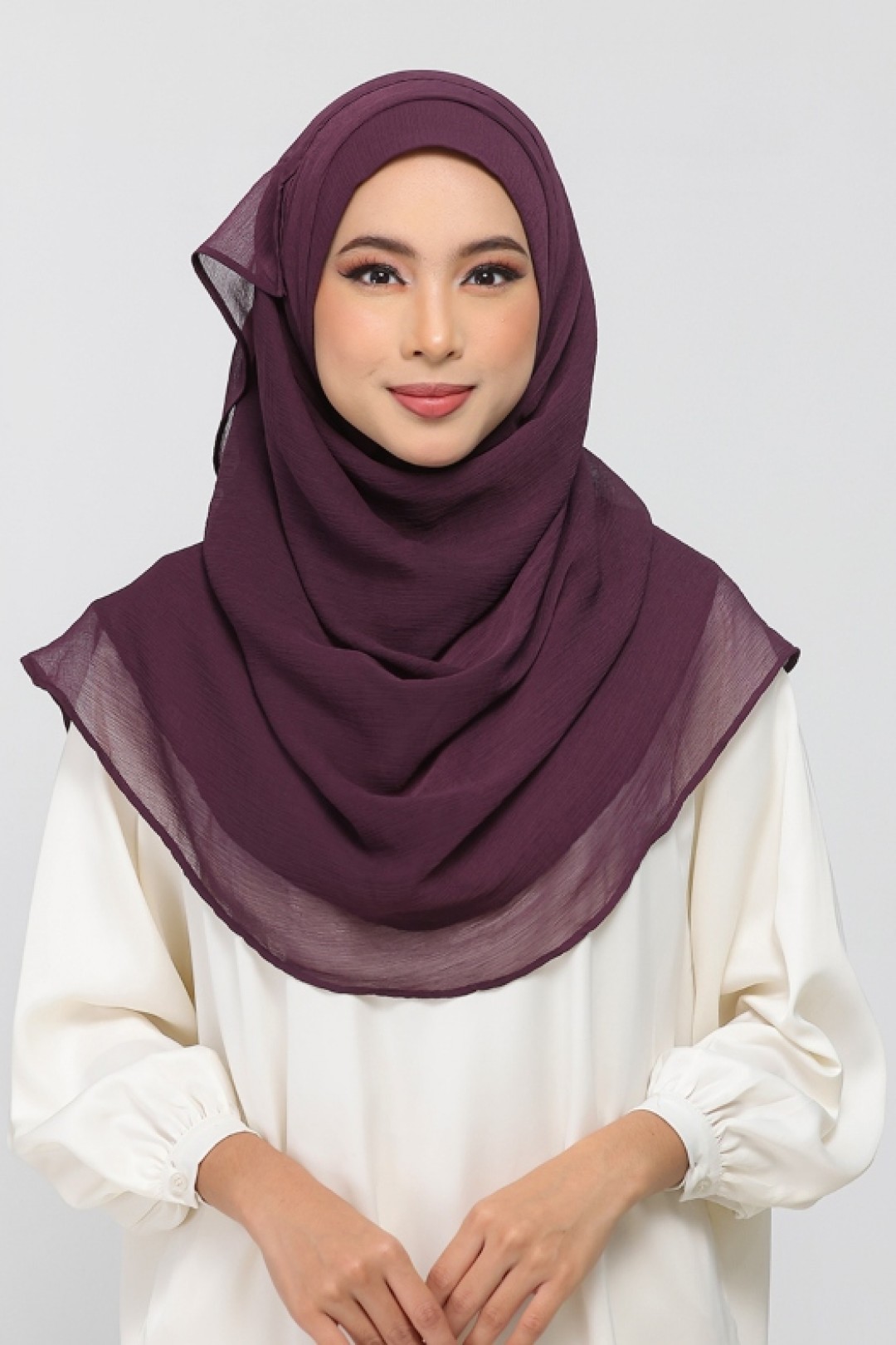 Aubergine - Plain Crinkled Chiffon