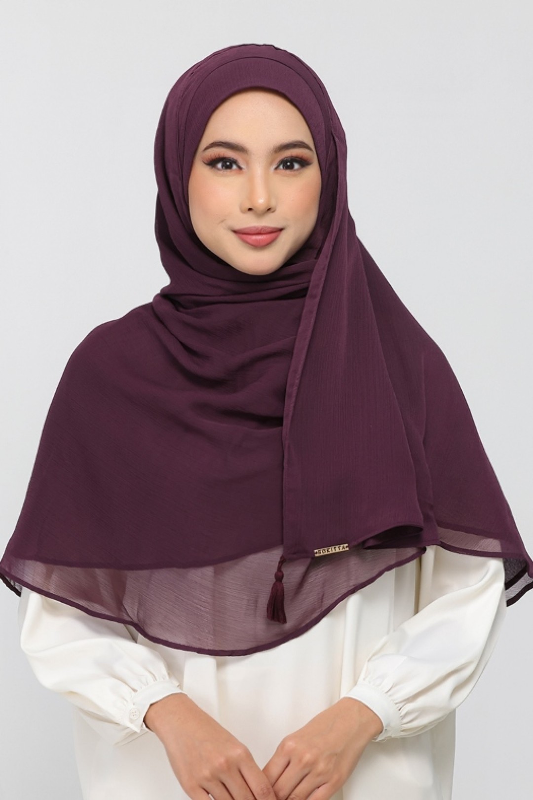 Aubergine - Plain Crinkled Chiffon