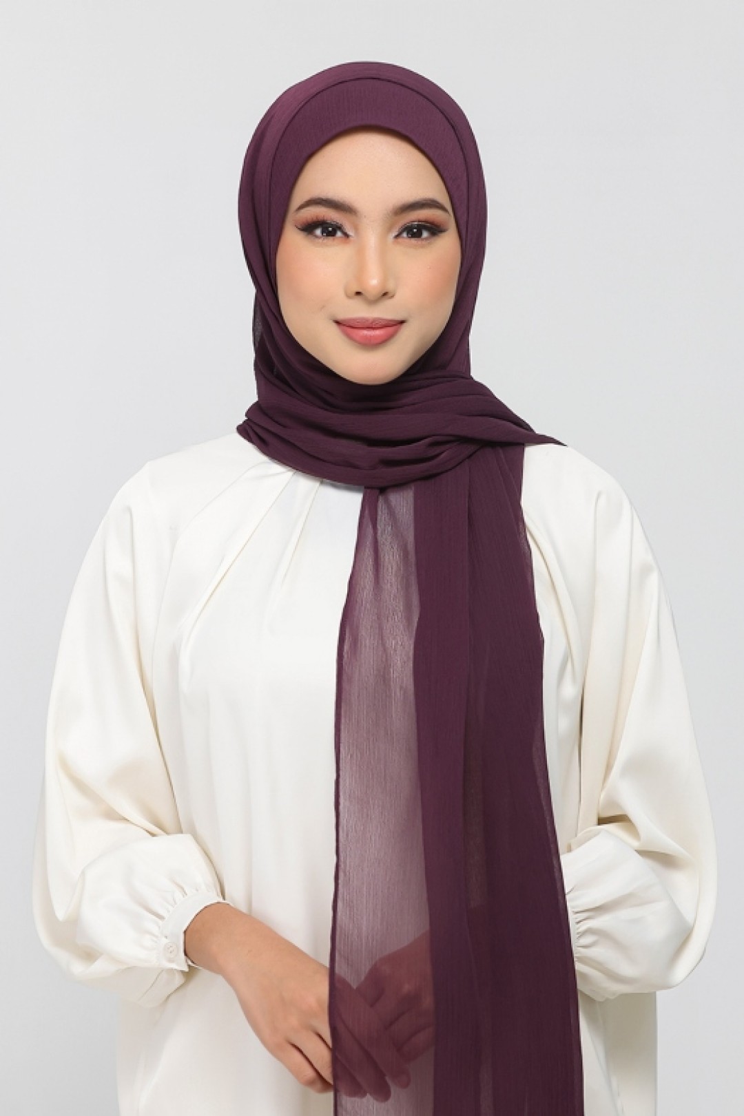 Aubergine - Plain Crinkled Chiffon