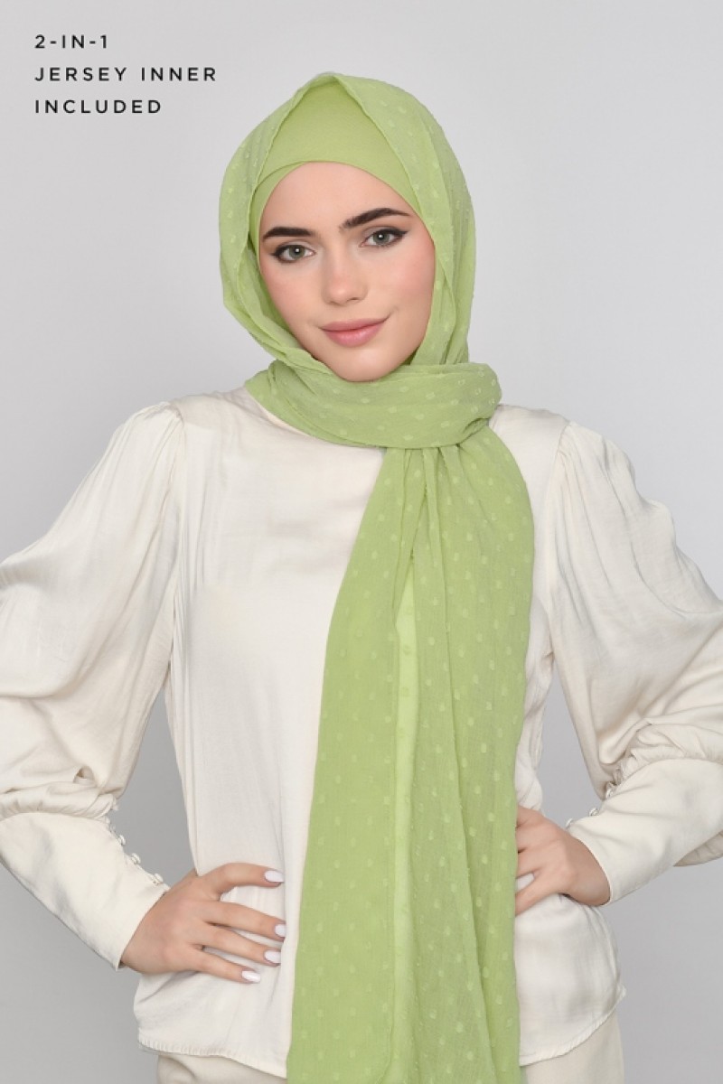 Apple Green -  Plain Mosaic Butti Chiffon