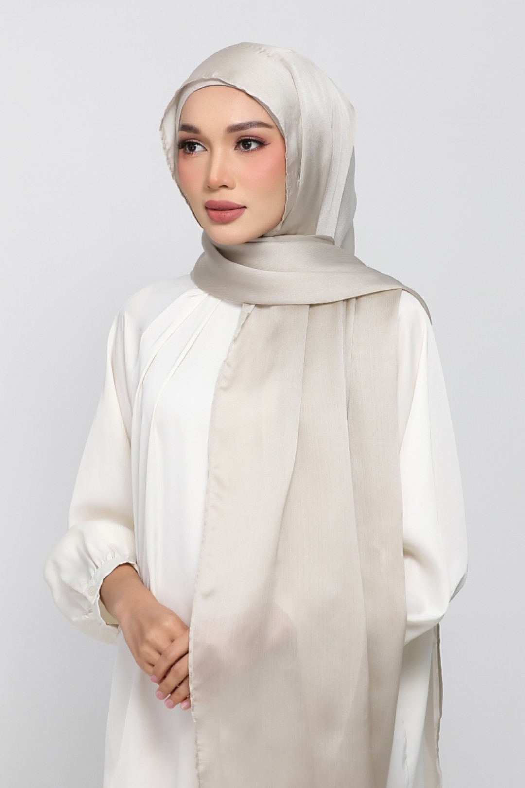 Ash - Plain Crinkled Satin