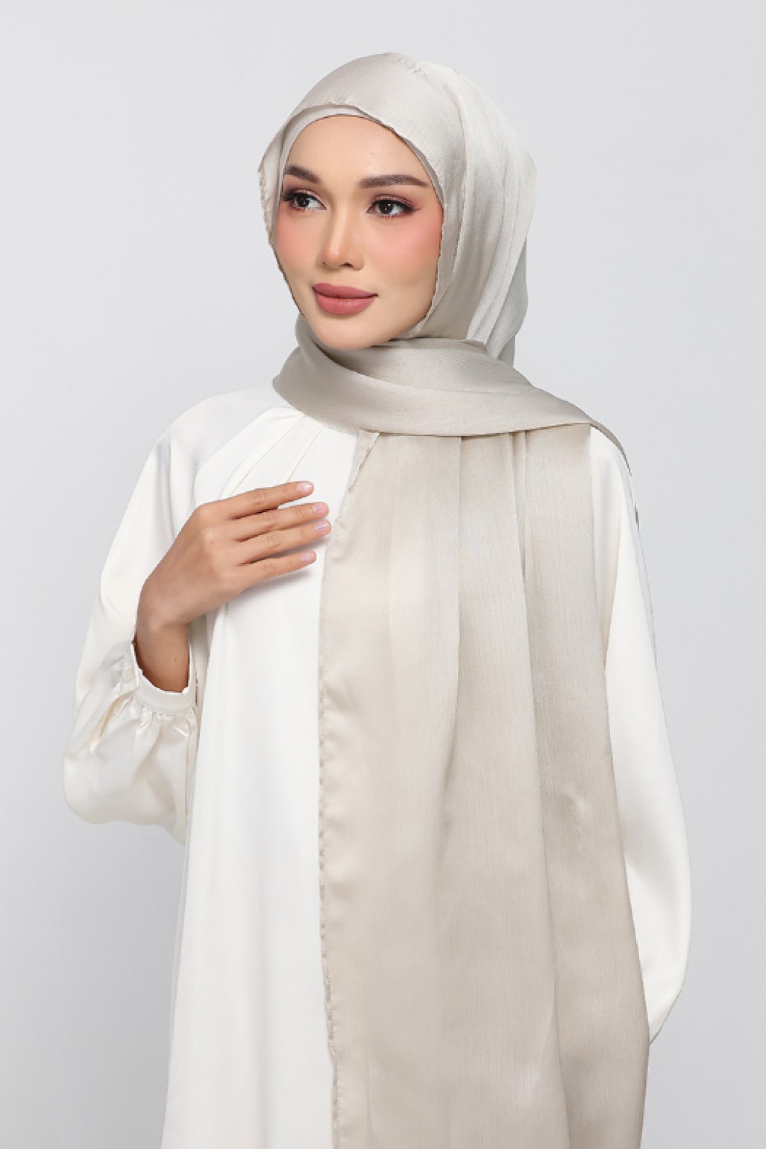 Ash - Plain Crinkled Satin
