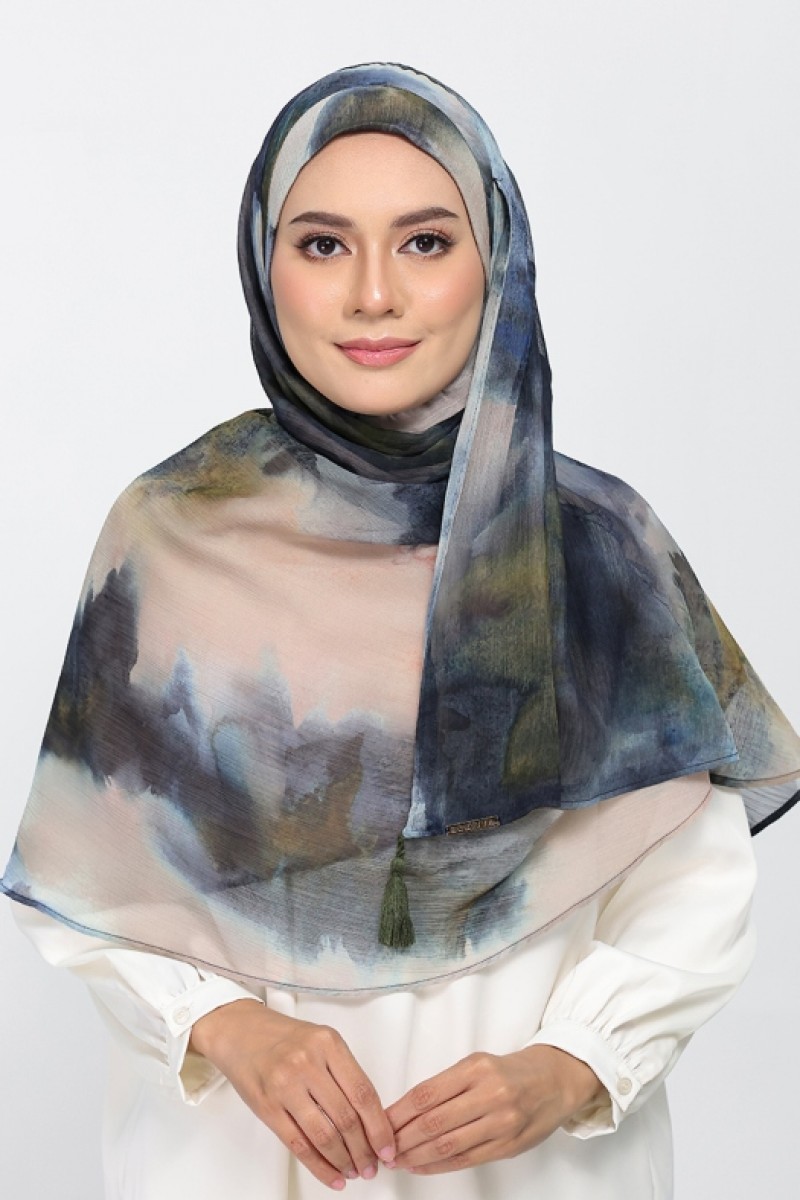 Autumn Mist - Printed Plus Crinkled Chiffon