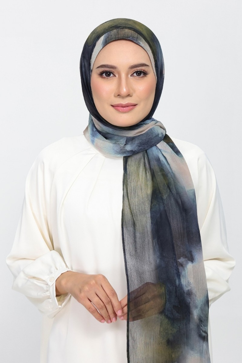 Autumn Mist - Printed Plus Crinkled Chiffon