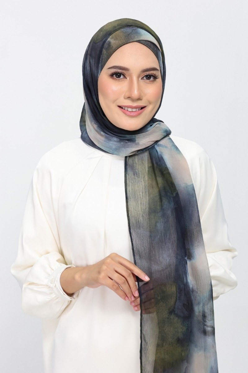 Autumn Mist - Printed Plus Crinkled Chiffon