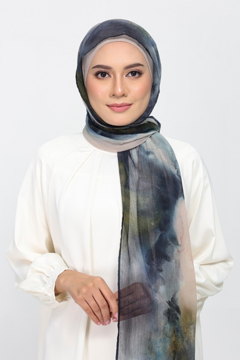 Autumn Mist - Printed Plus Crinkled Chiffon
