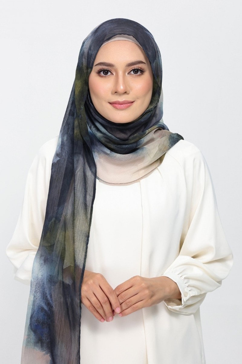 Autumn Mist - Printed Plus Crinkled Chiffon