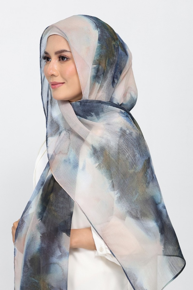 Autumn Mist - Printed Plus Crinkled Chiffon