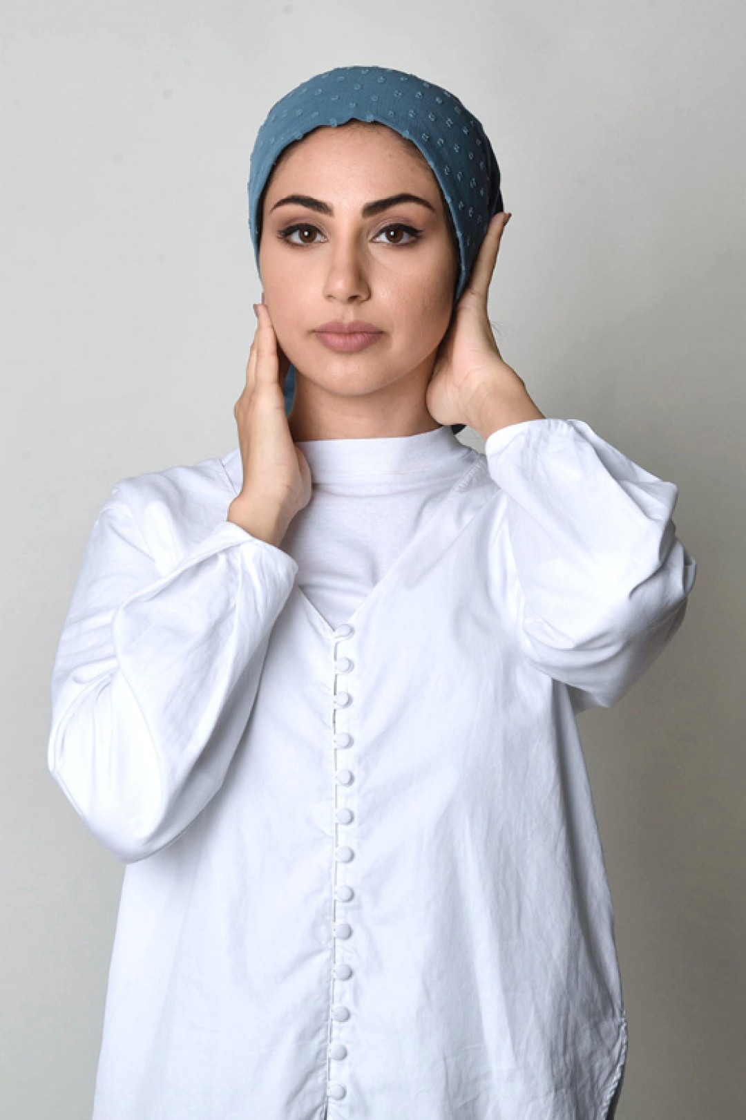 Blue Stone - Plain Mosaic Butti Chiffon