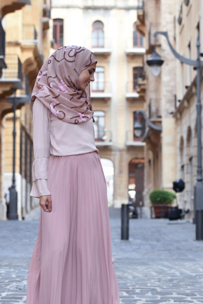 Mare Pink - Printed Crinkled Chiffon