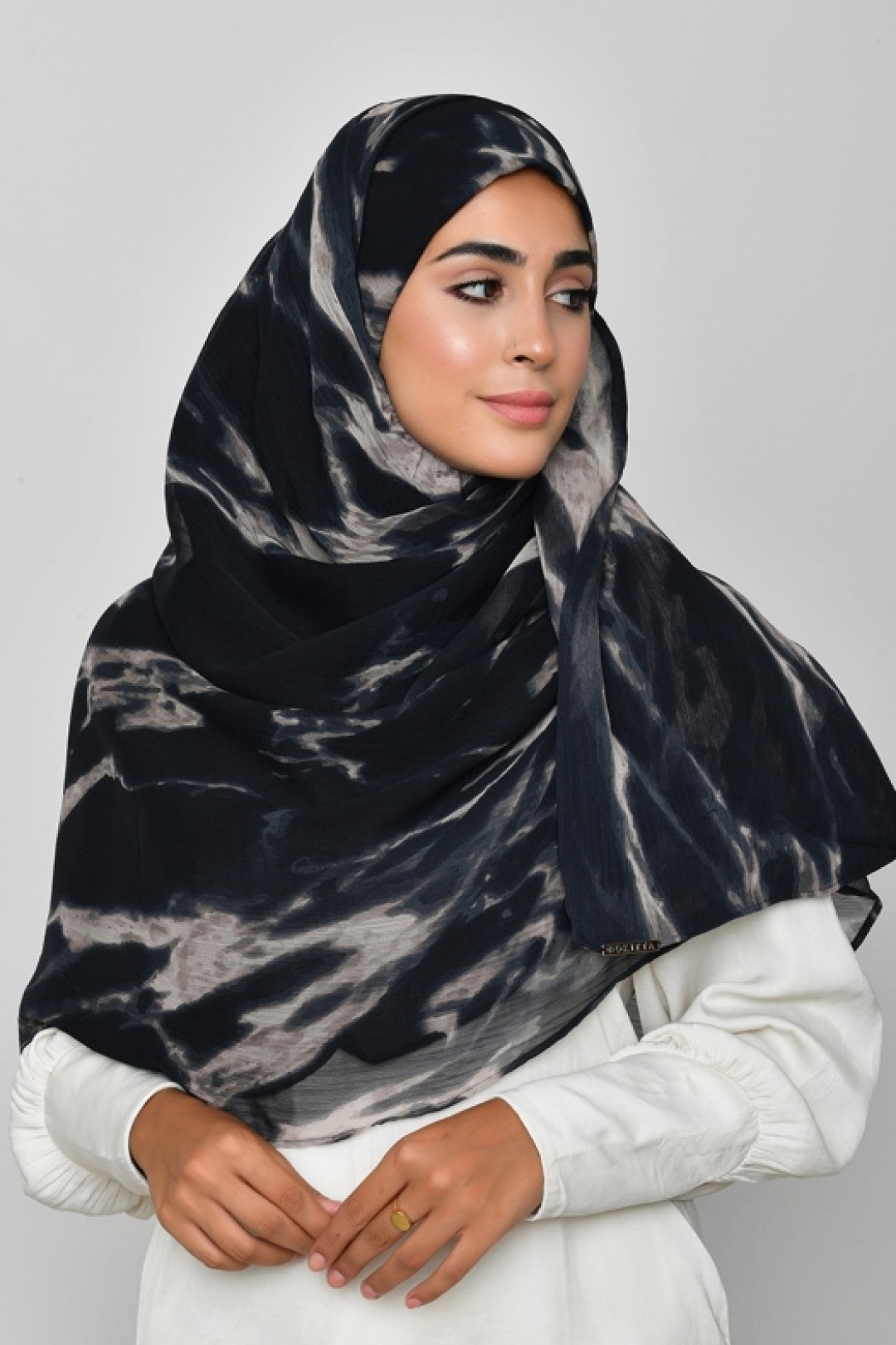 Black Marble - Printed Plus Crinkled Chiffon