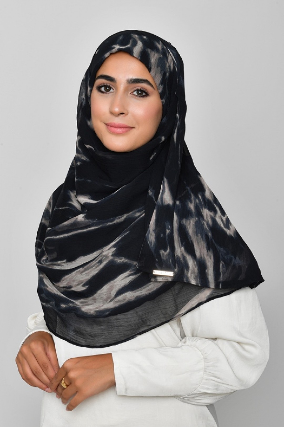 Black Marble - Printed Plus Crinkled Chiffon