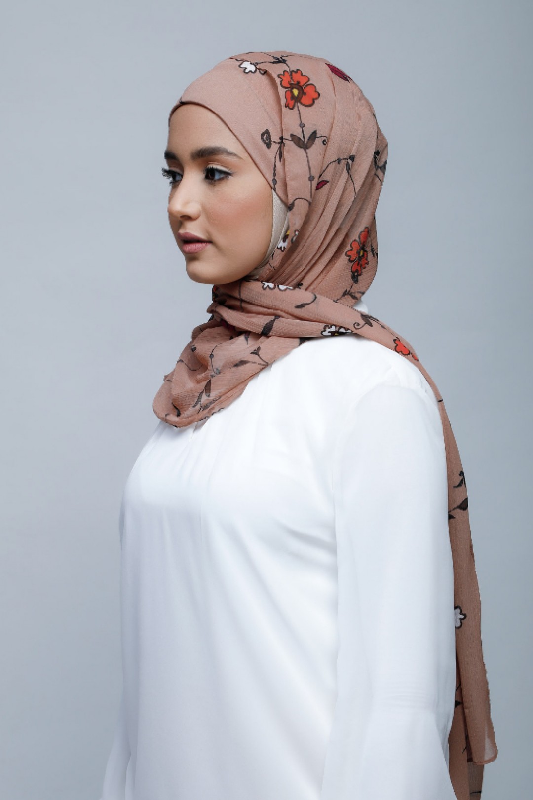 Blessings - Printed With Pompoms Crinkled Chiffon - Capshawl